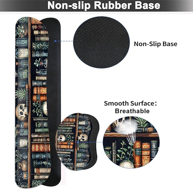 Large Mouse pad and Keyboard Support Set, Ergonomic Memory Foam Keyboard Wrist Rest, Extended Gaming Mouse Pad with Stitched Edges, Old Witchs Library XXL Desk Mat (31.5 X 11.8 in)