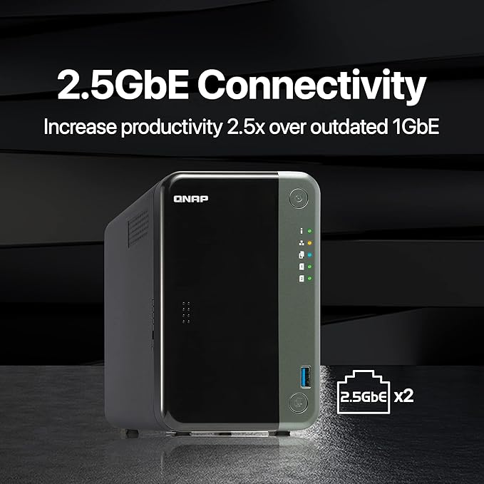 QNAP TS-253D-4G 2 Bay NAS for Professionals with Intel® Celeron® J4125 CPU and Two 2.5GbE Ports