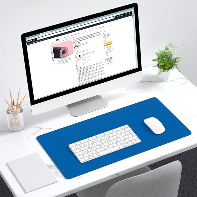 Dapesuom Large Mouse Pad, Extended Gaming Mouse Mat with Stitched Edges, Full Size Desk Mats with Non-Slip Base, Computer Big Desktop Keyboard Pad for Laptop, Office, 23.6 x 11.8 in, Dark Blue