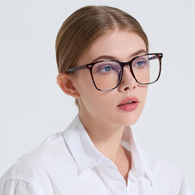 Oversized Square Blue Light Blocking Glasses for Women Men, Anti-Fatigue Computer Monitor Glasses Reduce Eye Strain