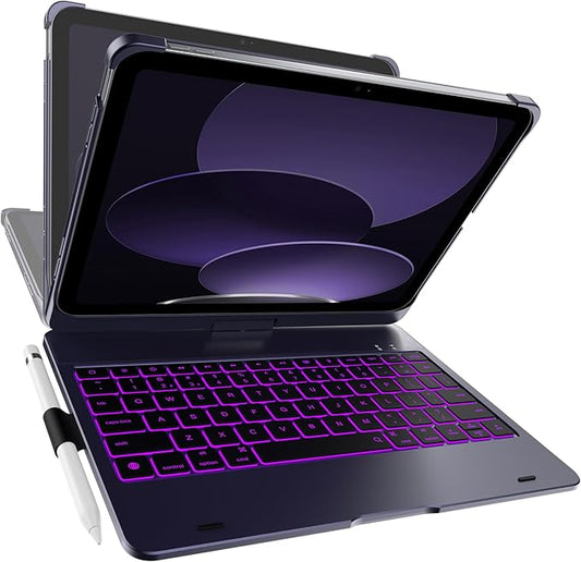 typecase Flexbook Keyboard Case for iPad 11th (A16, 2025) and iPad 10th Gen (10.9", 2022) – No Trackpad, 11-Color Backlight, 360° Rotatable, 7 Use Modes, Thin & Lightweight – Midnight Amethyst