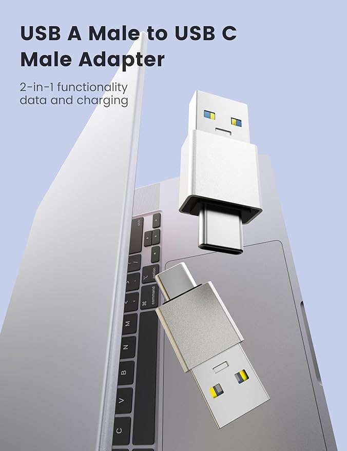Fidioto Direct Connect! 5 Pack USB-A Male to Type-C Male Adapter Bi-Directional Data Transfer, 3.0 High-Speed - Bridge Old & New Devices | Compatible with Phones/Tablets/External HDDs