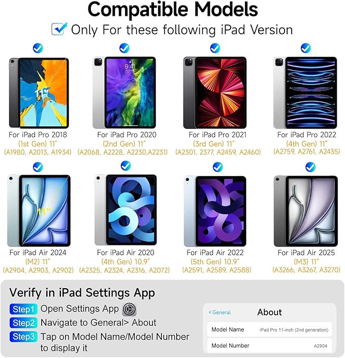 Rotatable & Detachable Magnetic Keyboard Case for iPad Air 11-inch (M3 2025 /M2) & 11-inch Pro (4th,3rd,2nd,1st Gen) & 10.9" Air 5/4 th, with Trackpad,Backlits, Full Protect, Blue
