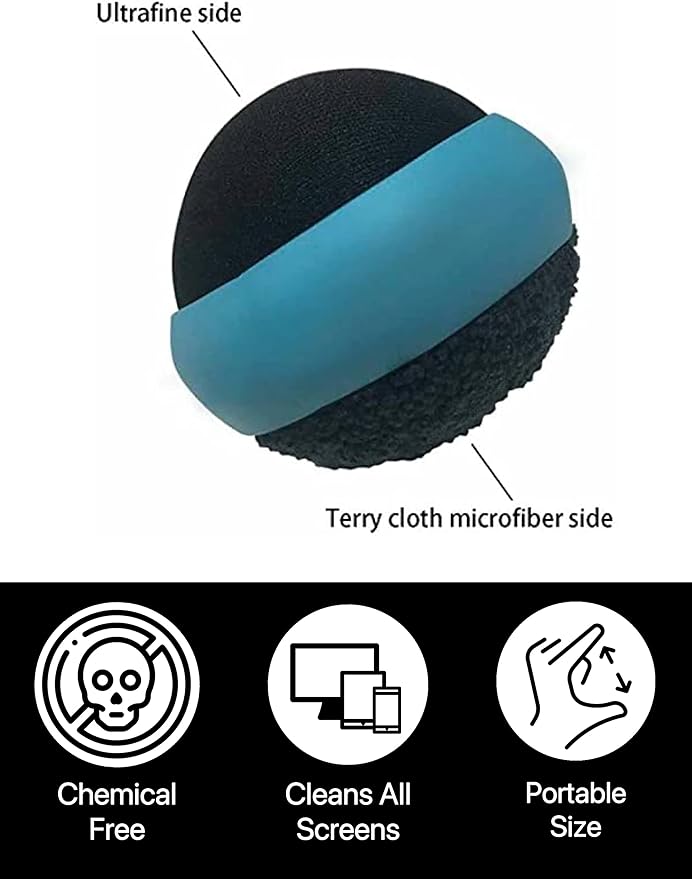 Cleaning Ball, Dual Action Microfiber Cloth, for Touch Screen Smart Phones/Tablets/Laptops, Pack of 3