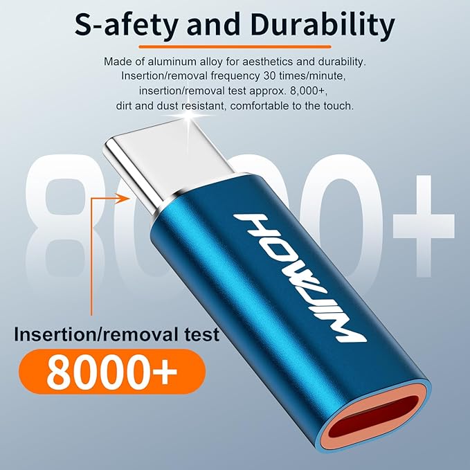 Light-ning to USB C Adapter 2Pack,PD/QC Fast Charging Data Transfer,USB C Charger Converter Cable for Phone 17/16/15 Serie,Pad Pro,G-alaxy,X-peria,Not for Headphones/OTG/Flash Drive/A-pple Pencil Blue