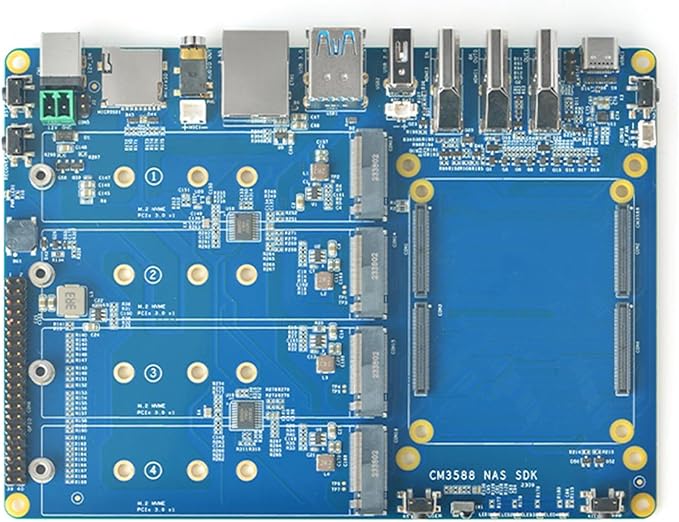 youyeetoo CM3588 Plus Mini NAS Platform, up to 8K Video, RK3588,OpenMediaVault fit,32GB LPDDR5, 4 x M.2 PCIe3.0 Socket, NAS Solutions, Home Server,Local Cloud Storage (NAS Carrier Board)