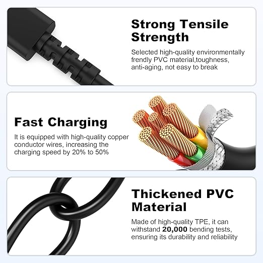 USB C Cable Compatible with Logitech MX Master 3/Master 3S/Anywhere 3/Anywhere 3S/Vertical, G502 X, G502 X Plus, G PRO X Superlight 2 Mouse, MX Keys, MX Keys S Keyboard, G733, G435 Headsets, 6ft