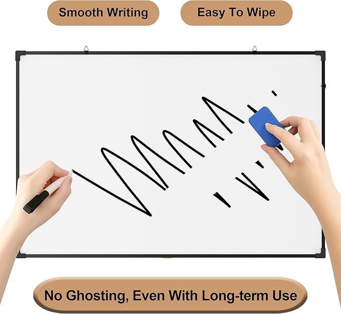 Monthly Calendar Dry Erase Board 36x24 Inch, Double-Sided Whiteboard and Corkboard Combo with Black Aluminum Frame (Color Calendar), Wall Mounted Planner with Marker, Magnet, Push Pin, Eraser