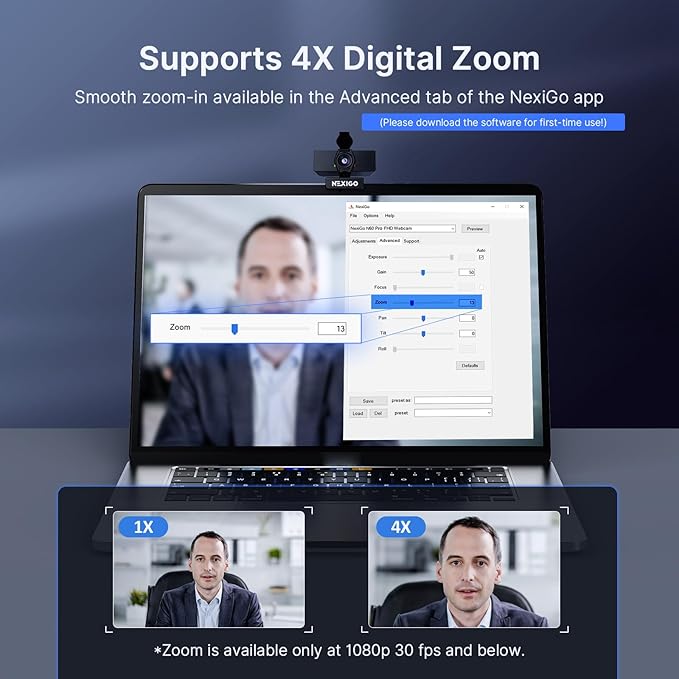 NexiGo N60 Pro 4K Webcam for PC, 4K UHD Sony Sensor, Autofocus, 1080p 60 fps, Noise-Canceling Mics, Privacy Cover, Distortion-Free Lens, 4X Digital Zoom, Works with Switch 2/Zoom/Teams/Google Meet