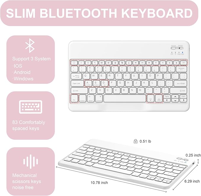 Soke Keyboard Case for iPad Pro 13 Inch (M5 2025/M4 2024), 7-Color Backlit Detachable Bluetooth Keyboard, Folio Stand TPU Back Cover with Pencil Holder for iPad Pro 13", Pink Marble