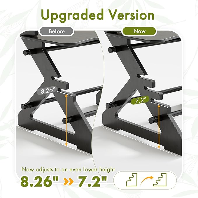 Amazer Standing Desk Converter, 22 inch Bamboo Small Sit Stand Up Desk Riser with Lap Desk Computer Desktop Desk Converter for Monitor and Laptop with Keyboard Tray, Black