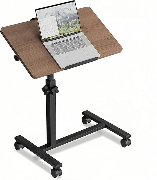 Office Carts & StandsOverbed Table Adjustable Height with Wheels Rolling Laptop Desk Medical Bed Tables Couch Tray Table-Brown