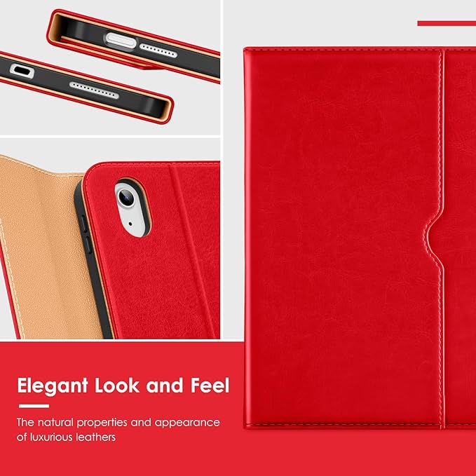 VIKESI Keyboard Case for iPad (A16,2025) 11th Generation/iPad 10th Generation Case (10.9" 2022),Premium Leather Smart Cover,Built-in Breathing Light,Function Row,Pencil Holder,Card Slots - Bright Red