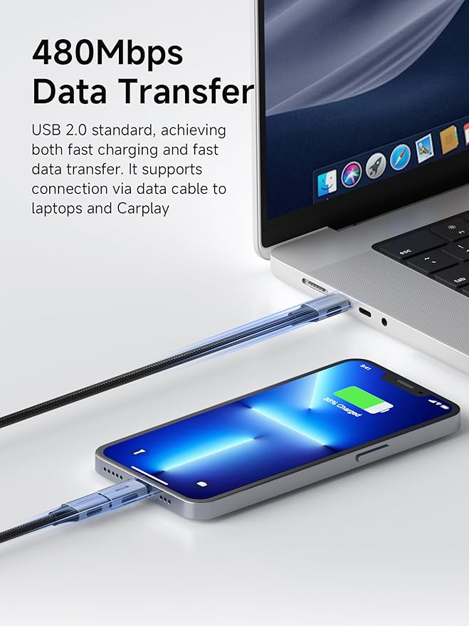 Hagibis Lightning to USB-C Adapter 2 Pack, 50W Fast Charging Lightning Female to Type-C Male Charging Converter, Date Transfer for iPhone 15/16/17 Pro Max AirPods 2 iPad Pro (ZJTN04)