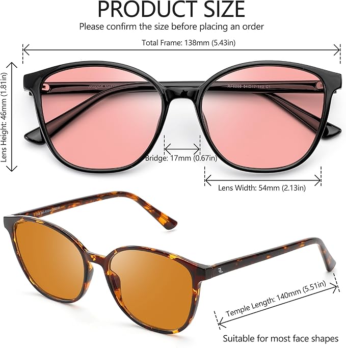 Women's Blue Light Blocking Glasses, TR90 Frame Computer Gaming Glasses Anti Eyestrain & UV Glare RF6208