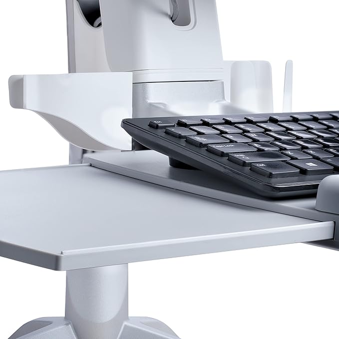 StarTech.com Sit-Stand Monitor Arm with Keyboard Tray - Adjustable Desk Mount Sit-Stand Workstation Arm for Single 27" VESA Display - Ergonomic Articulating Standing Desk Converter, TAA