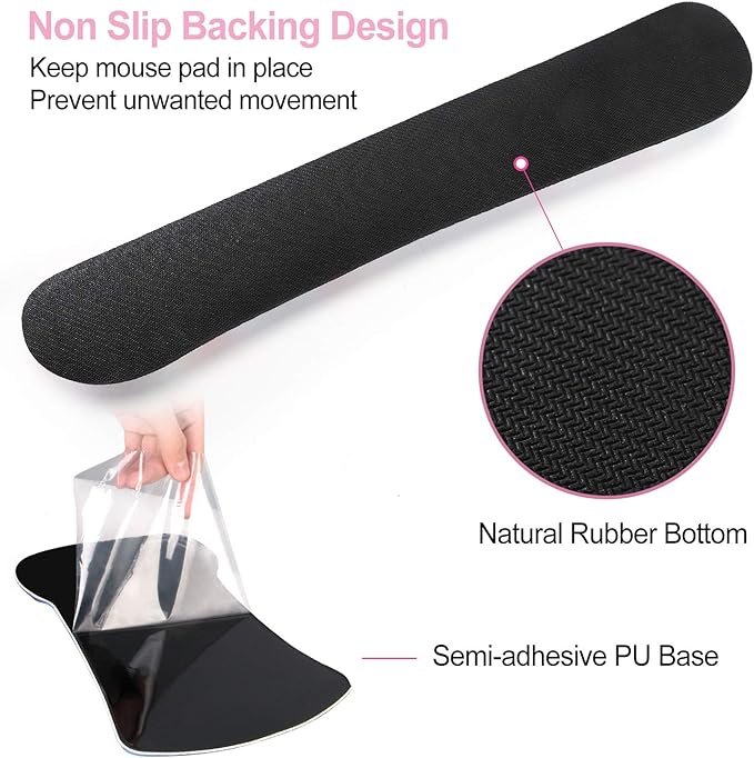 ToLuLu Keyboard Wrist Rest Pad Ergonomic Mouse Pad Set, Cute Mouse Pad for Computer Laptop, Non Slip Mousepad Keyboard Wrist Support with Raised Memory Foam for Easy Typing Pain Relief, Pink Hearts