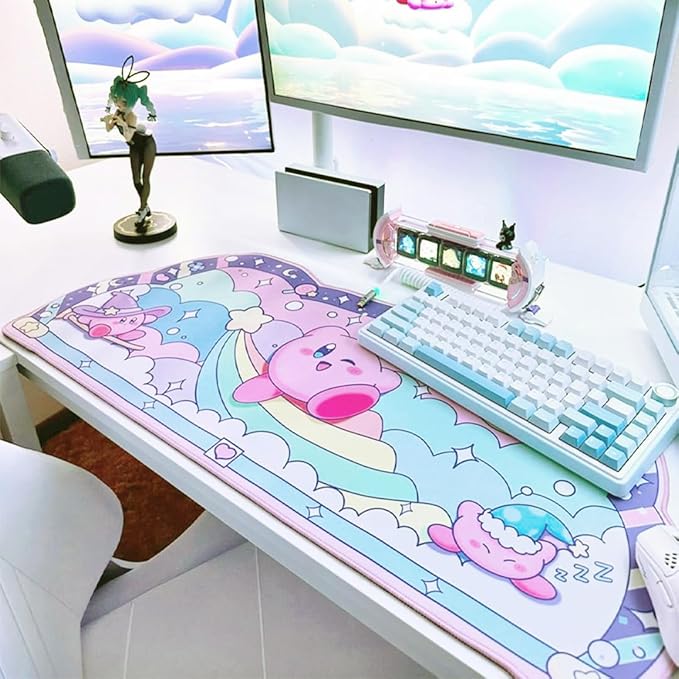 BelugaDesign Dreamy Bubble Desk Mat | Large Pastel Rainbow Anime Star Blue Pink Purple Mousepad | Cute Kawaii Gaming PC Laptop Mat | Candy Wizard Ball Keyboard Protector | Office Home Decor Blotter