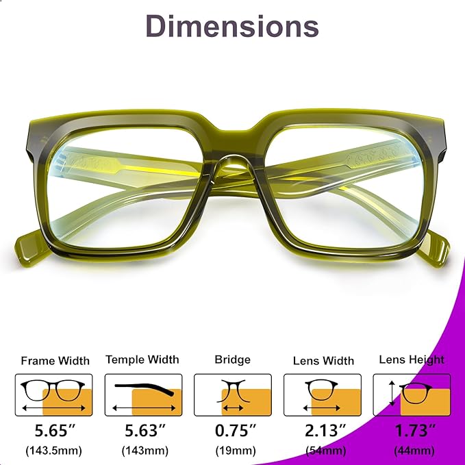 VISOONE Rectangle TR90 Blue Light Blocking Glasses Computer Eyewear with Preppy Look for Women and Men Cougar