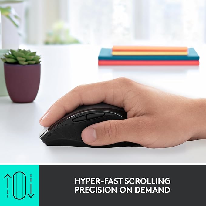 Logitech M705 Marathon Wireless Mouse, Gaming Mouse Wireless, 2.4 GHz USB-A Receiver, 5-Programmable Buttons, 3-Year Battery, PC, Mac, Laptop, Chromebook - Black
