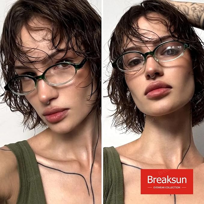 Retro Small Oval Glasses for Women Men 90s Small Face Blue Light Eyeglasses Cosplay Y2K Fake Glasses