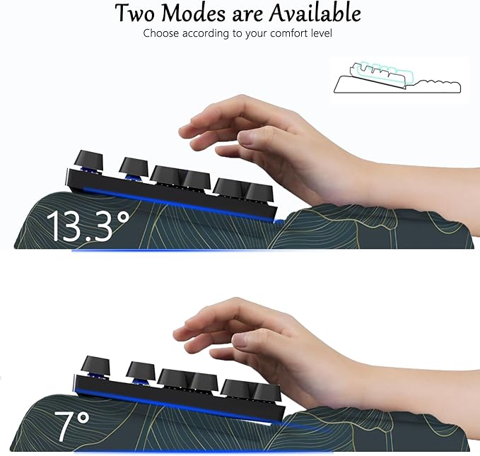 Keyboard Stand with Wrist Rest Green Leaves Keyboard Pad with Wrist Support Keyboard Wrist Rest for Computer Keyboard Stand for Desktop Ergonomic Keyboard Tilt Riser for Desk Office Home Gaming Room