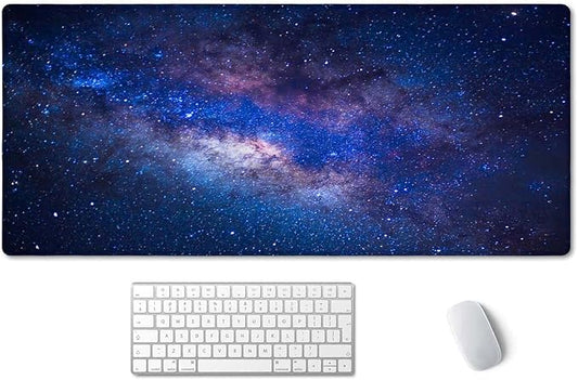 SSOIU Large Mouse Pad, Cute Space Desk Mat for Desktop, Women Girls Waterproof Gaming Mousepad, Milky Way Galaxy Computer PC Laptop Protector Writing Pads for School Office Home 35.5" x 15.7"