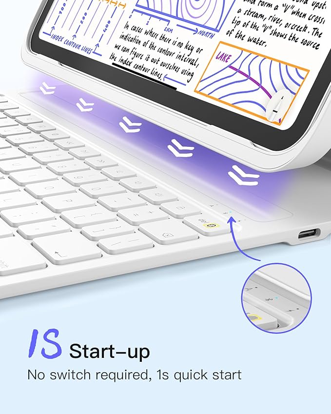 Inateck for iPad 10th/11th Gen Case with Keyboard, Ultralight Keyboard with Pen Holder for iPad 11th(2025 11" A16)/10th Gen(2022 10.9"), Air M4 2026/M3/M2 11 inch, Air 5/4, Pro 11 4/3/2/1,AirTap White