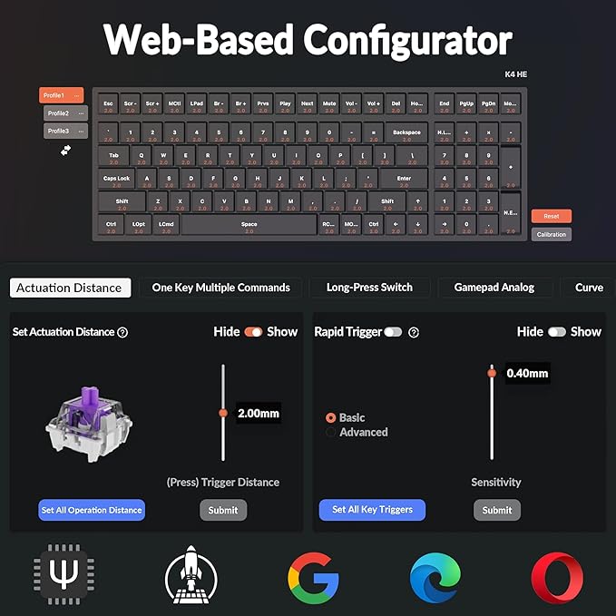 Keychron K4 HE – 96% Compact Hall Effect Wireless Mechanical Keyboard with Number Pad, Magnetic Switch, Rapid Trigger, Custom RGB, QMK/VIA, 2.4GHz/BT5.2/Wired, for Mac/Windows/Linux, Wood Frame, White