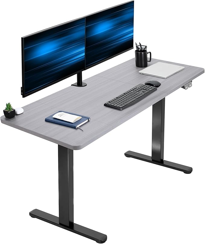 VIVO Electric 60 x 24 inch Stand Up Desk, Height Adjustable, Dark Gray Top Black Frame, Home and Office Furniture Sets, DESK-KIT-B06G