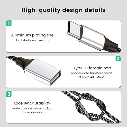 USB C to Triple USB Cable Splitter 3.3Ft,USB C Male to 3USB Female Cable Adapter 1m, TypeC to Three TypeA Y Charging Cable, Multiple Hub for Laptop, Tablet, Telephone,Flash Disk, Gaming Consoles