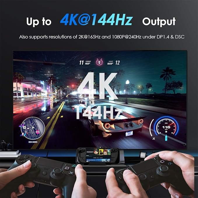 Steam Deck Dock, WAVLINK 6-in-1 Docking Station for Steam Deck/ROG Ally with 4K@144Hz HDMI 2.1, 100W PD in, 3X 10G USB 3.2, Gigabit RJ45