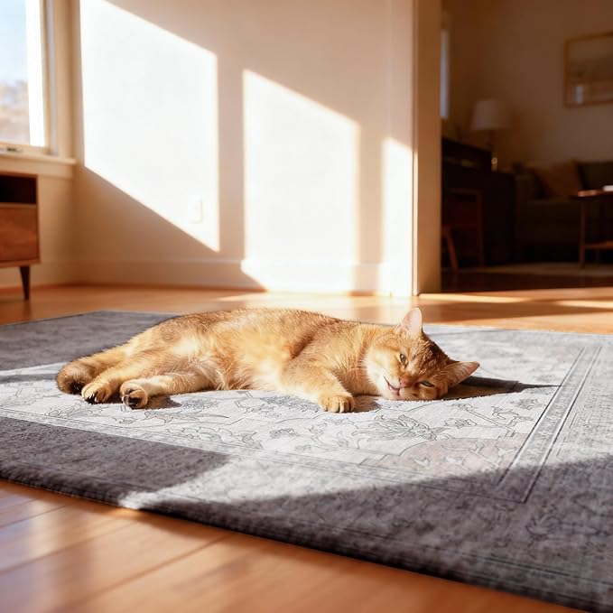 Office Chair Mat for Hardwood 36"x48", Under Desk Chair Mat for Home Office, Anti-Slip Office Rugs for Rolling Chairs, Floor Protector Washable Rugs Beige/Brown