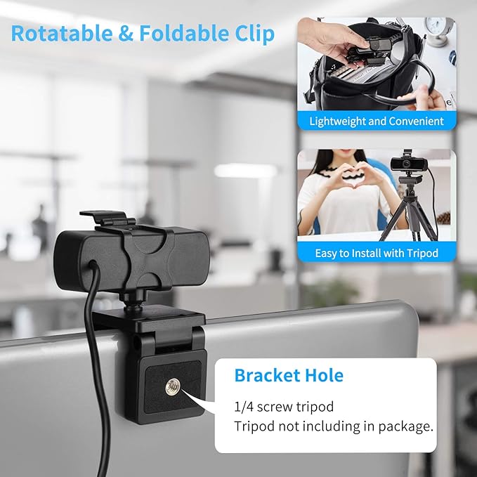 1080P HD Webcam with Microphone and Privacy Cover, USB Plug & Play Computer Camera, 120° Wide Angle Fixed Focus Web Camera for Video Conferencing, Online Learning, Streaming and Gaming