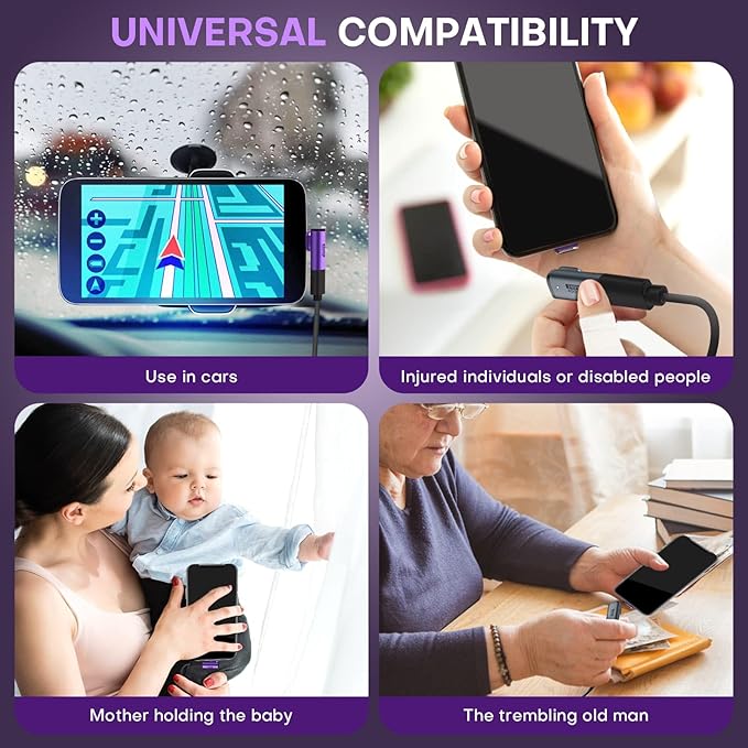 Right Angle USB C Male to USB C Female Magnetic Adapter 2 Pack 24 PIN 40Gbps PD 240W 90 Degree OTG Magnet Charger 8K Video for USB 4 Steam Deck ROG Ally Switch PC Tablet iPhone (Purple)