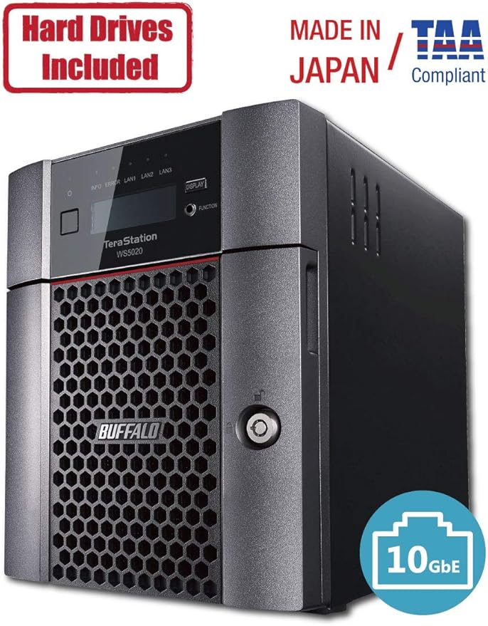 BUFFALO TeraStation WS5420DN 4-Bay Windows Server IoT 2025 Desktop NAS 32TB (4x8TB) w/HDD Included