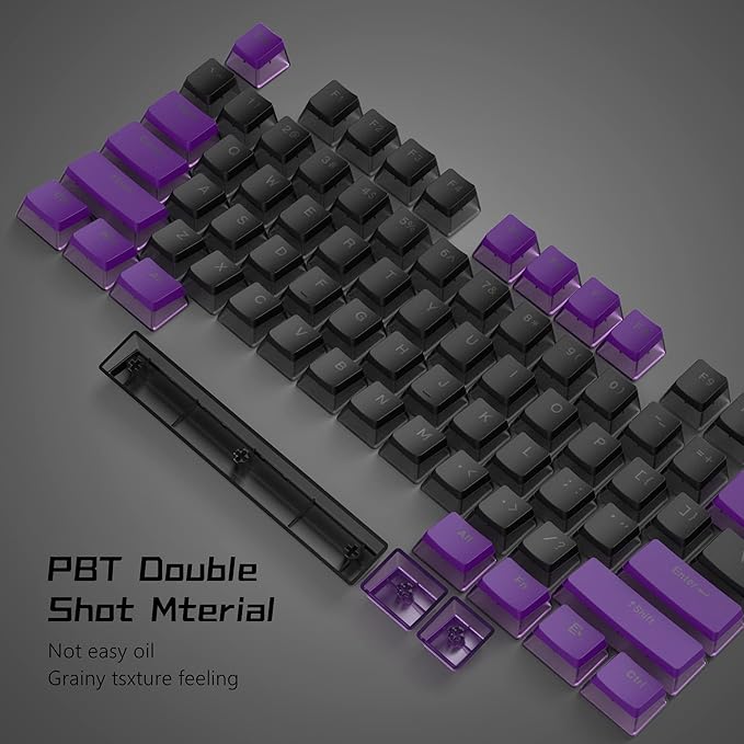 Womier Pudding Keycaps 60 65 75 100 Percent - PBT Shine Through Keycaps,165 Keys Key Cap Set, OEM Profile Custom for Cherry Gateron MX Switches Mechanical Keyboard, Black Purple