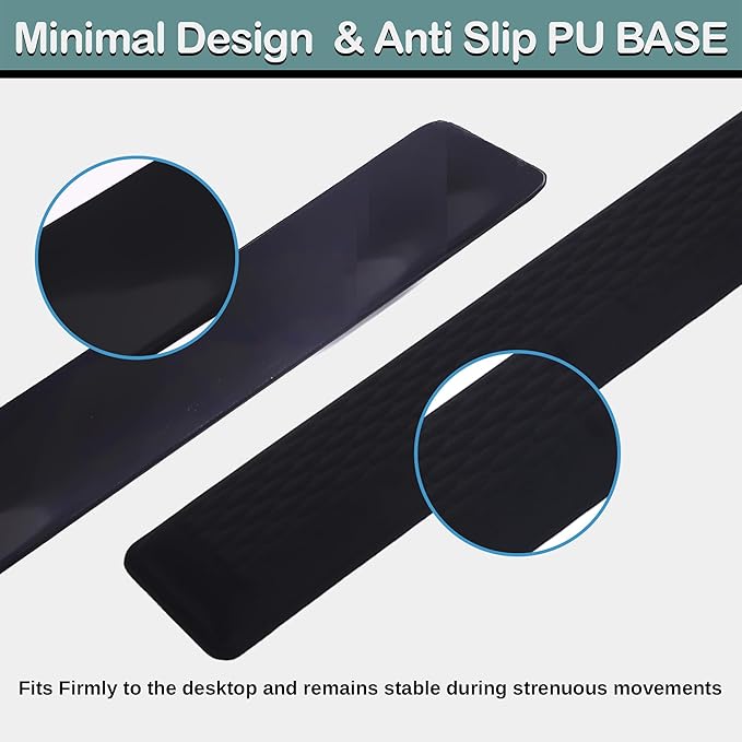 Ergonomic Memory Foam Keyboard Wrist Rest Pad, Extra-Wide Black, Soft Non-Slip Arm Cushion for Computer, Laptop & Desk | Pain Relief & Typing Comfort for Office & Gaming Use