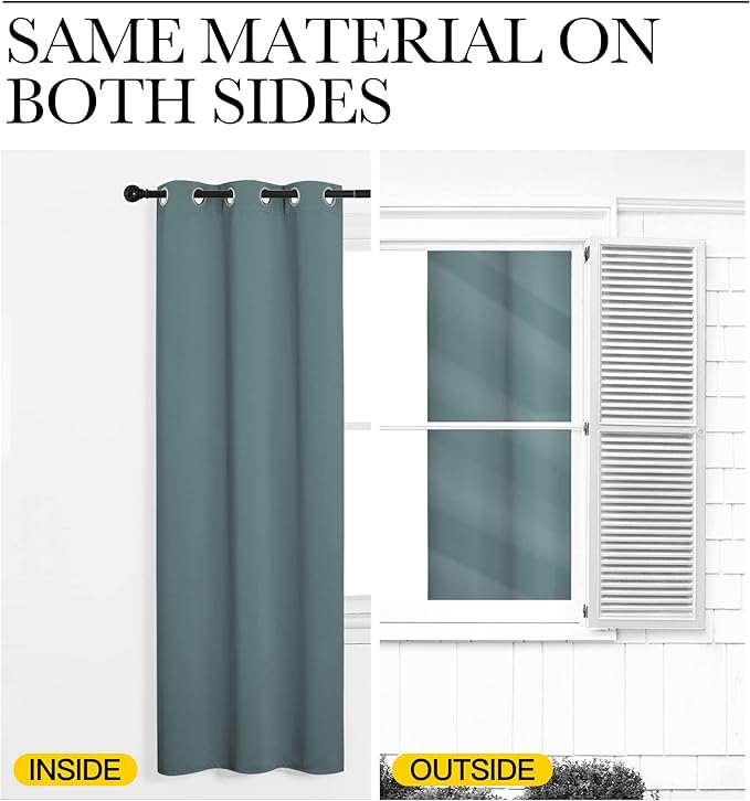 NICETOWN Modern Blackout Curtains Noise Reducing, Greyish Blue, 2 Panels, W29 x L40 -Inch, Thermal Insulated and Privacy Room Darkening Drape Panels for Boy's Guest Room Door Small Short Window