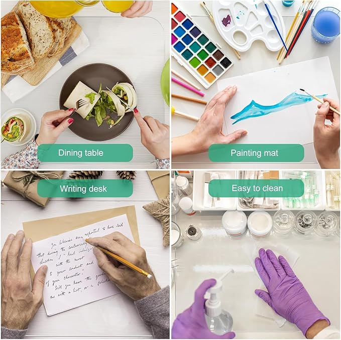 NATRKE Clear Desk Mat Pad, 39.4"x19.7" Large Transparent Computer Desk Mat Plastic Desktop Protector, PVC Writing Pad with Round Edge, Waterproof Wipeable Non-Slip Table Protector for Home Office