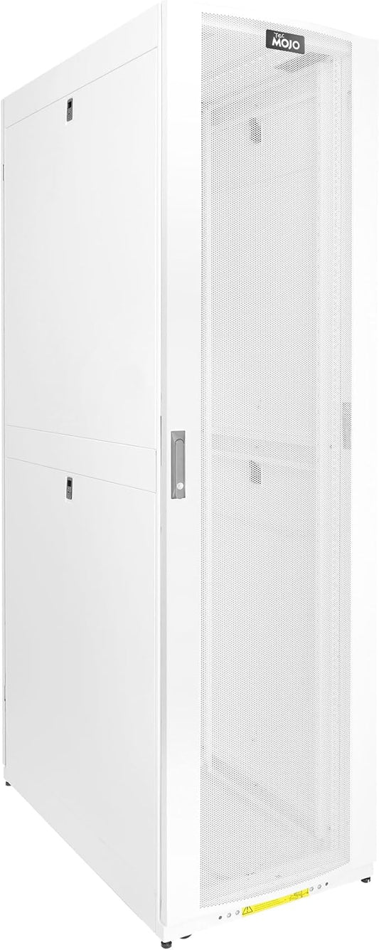 Tecmojo 48U Server Rack Cabinet - PRE-Assembled 24inch Width 48inch Depth IT Network Equipment Cabinet Rack Enclosure with Casters - 3000lbs Weight Capacity(06White)