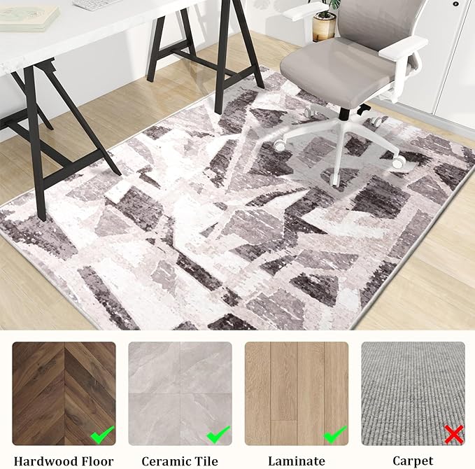 Office Chair Mat for Hardwood Floor, 60"x45" Easy Glide Computer Desk Mat Protector for Rolling Chair Under Desk Rug Nonslip Backing, Machine Wash, (Modern)