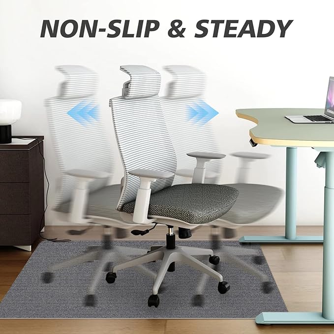 Sycoodeal Office Chair Mat for Hardwood Floor,Office Computer Gaming Chair Mat for Tile Floor,Large Floor Protector Rug,Anti-Slip,Easy to Clean,Grey(40"x48")