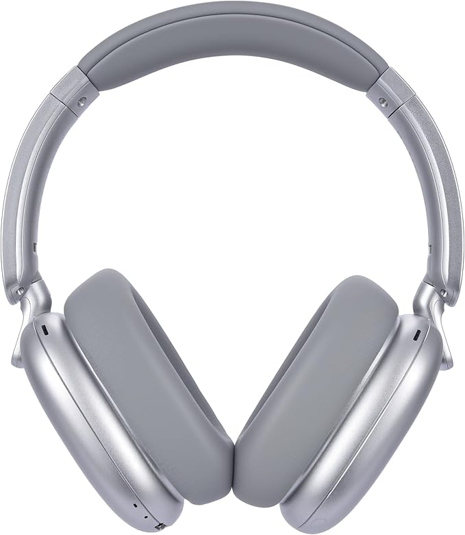 RORSOU C6 Active Noise Cancelling Headphones, Wireless Over Ear Bluetooth Headphones, 60H Playtime, Lightweight Folding Deep Bass Comfort Fit Ear Cups Headset with Mic for iPad/Travel/PC/Home Silver