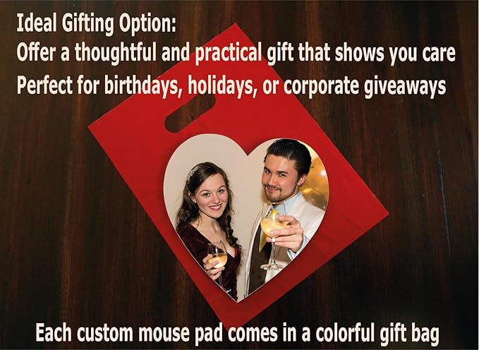 Personalized Mouse Pad - Add Pictures, Text, Logo or Art Design and Make Your Own Customized Mousepad. Each Custom Mouse Mat Comes in a Colorful Gift Bag. Personalized Your Gaming Mousepad (Heart)