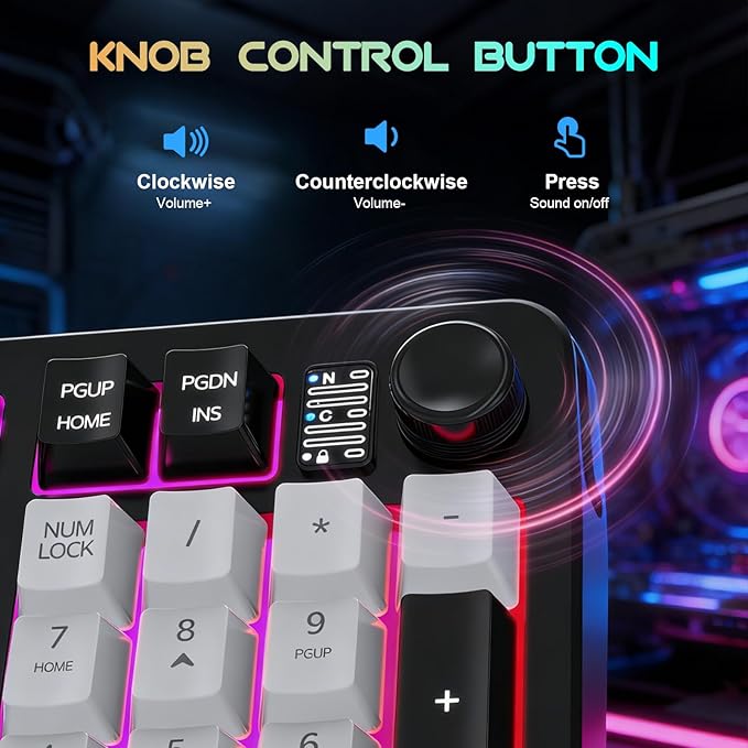 NPET Wired Keyboard and Mouse Combo, 98 Keys Mechanical Feel Quiet Membrane Keyboard with Knob, Double-Shot Keycaps, Spill-Resistant, 26-Key Rollover, RGB Backlight for PC/Mac Gamers