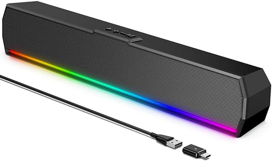 Kunodi USB Computer Speakers for Desktop Monitor, PC Speakers with Stereo Sound, Colorful Light Modes, Plug & Play, USB C Powered for Computer Laptop Monitor Tablet Work