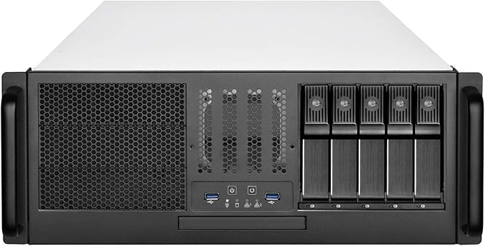 SilverStone Technology RM41-H08 4U Rackmount Server Case with 5 x 3.5 Hot-Swappable Bay and 3 x 5.25 Bays with USB 3.1 Gen 1 RM41-H08-x