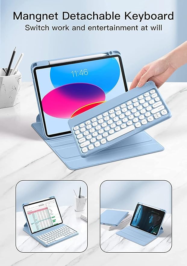 Vertical Keyboard Case for 10.2inch iPad9/iPad8/iPad7 with Mouse, Case for iPad 9th/8th/7th Gen/Air3/Pro10.5 Case with Keyboard Mouse Combo, (Magnetic-Black)