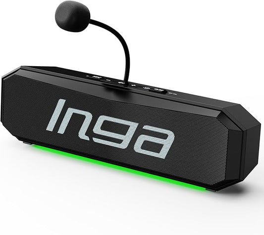 INGA Computer Speakers with Detachable Mic, Plug-and-Play USB Soundbar with Dynamic Lighting, Game/Music Modes, Compatible with PC, Laptop, PS5, Mac (9.8W)